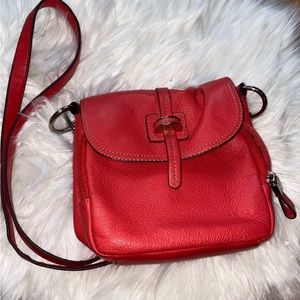 Tignangelo tangerine orange crossbody leather bag